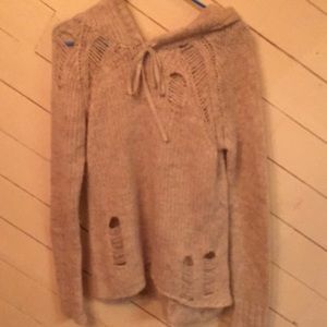 Grey knit hooded sweater